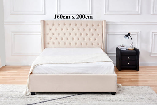 Lit 2 places 160x200 cm velours clouté ERES sommier inclus moka