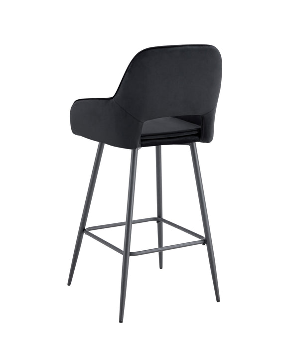 TABOURET DE BAR ATHENA PIED METAL NOIR VELOURS NOIR - image 3