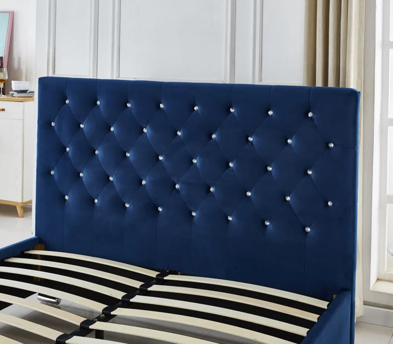 Lit 2 places 140x190 cm PRESTIGE velours sommier inclus - image 1