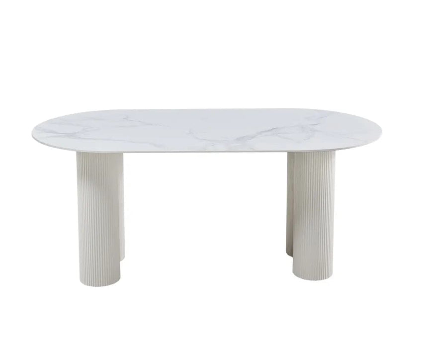 Table VENEZIA plateau céramique marbré blanc L 180 cm - image 1