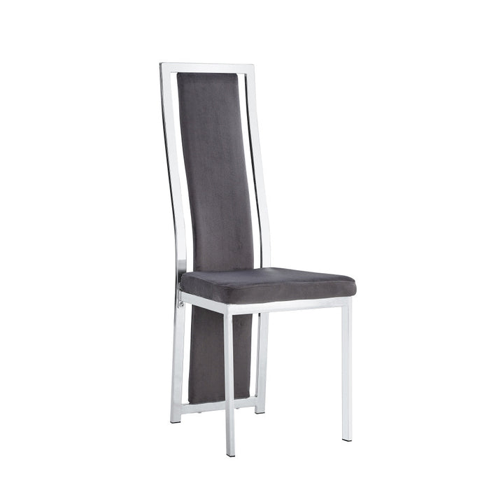 Chaise Dana velours contour chromé gris