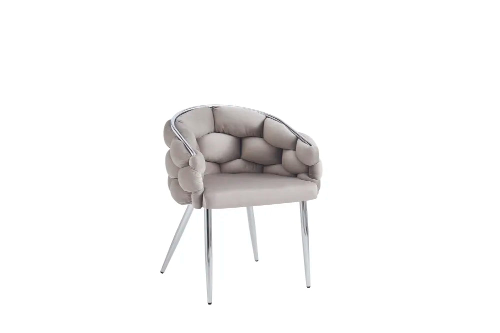 Chaise BALLON pieds chrome taupe