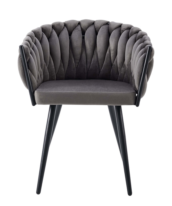 CHAISE AVEC ACCOUDOIR TRESSEE PIED METAL NOIR VELOURS ANTHRACITE - image 1
