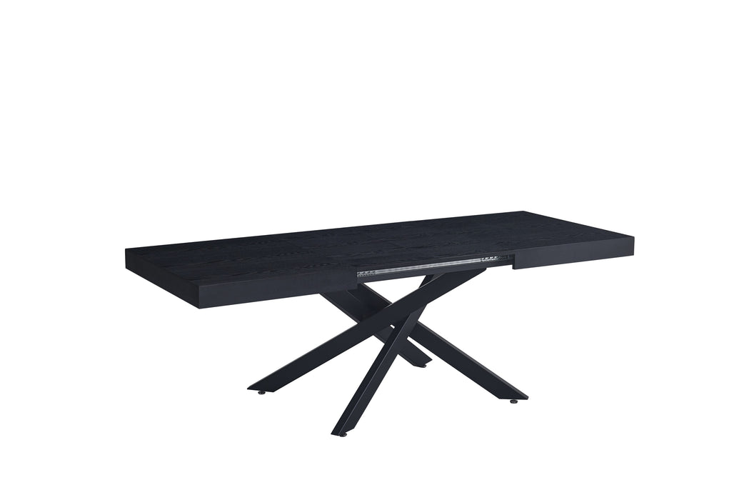 TABLE EXTENSIBLE A RALLONGE BALNI METAL NOIR BOIS NOIR 140/220X90cm - image 4