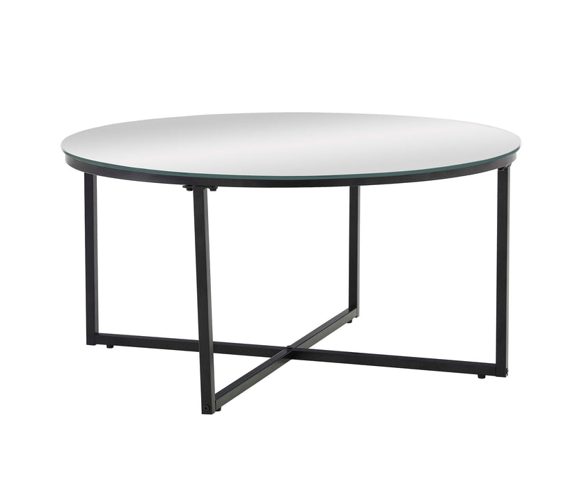 TABLE BASSE LORIE PIED METAL NOIR MIROIR 90CM - image 1