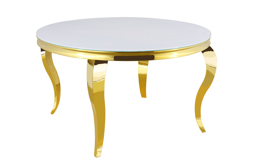 Table à manger ronde BAROQUE gold  130x75 cm blanc