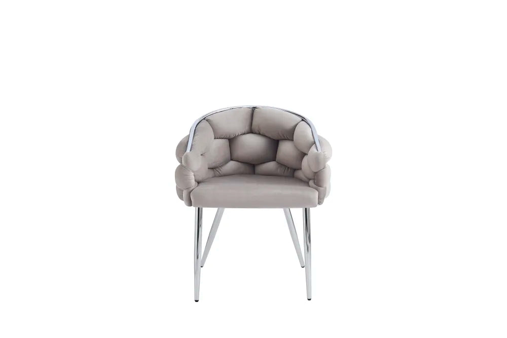 Chaise BALLON pieds chrome taupe