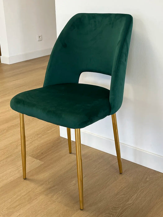 Chaise AVA Gold en Velours vert