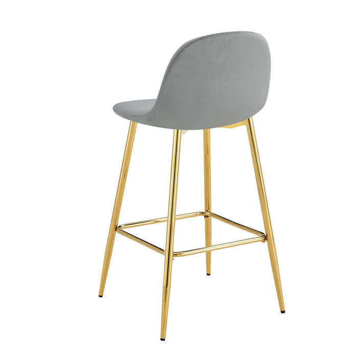 TABOURET DE BAR SCANDINAVE PIED GOLD VELOURS GRIS - image 3