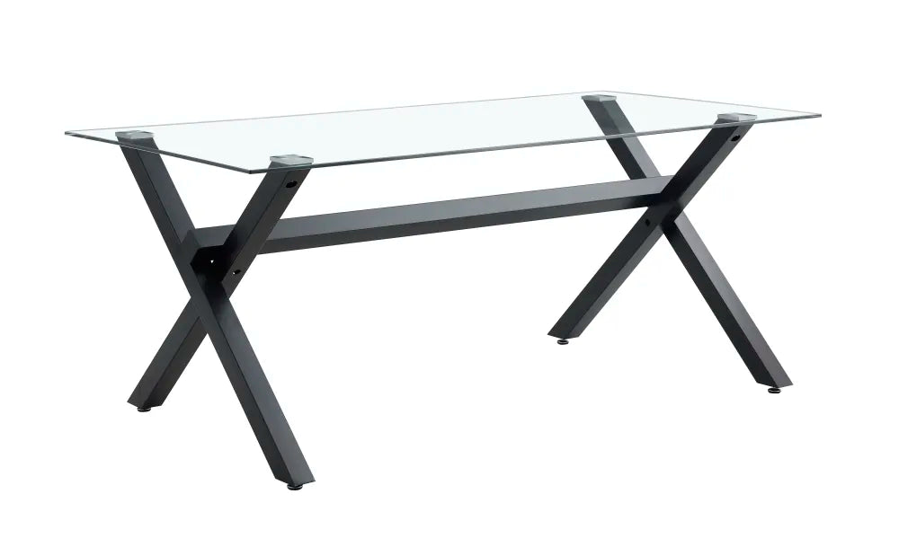 Table à manger IXE métal noir plateau en verre trempé - image 1