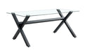 Table à manger IXE métal noir plateau en verre trempé - image 1