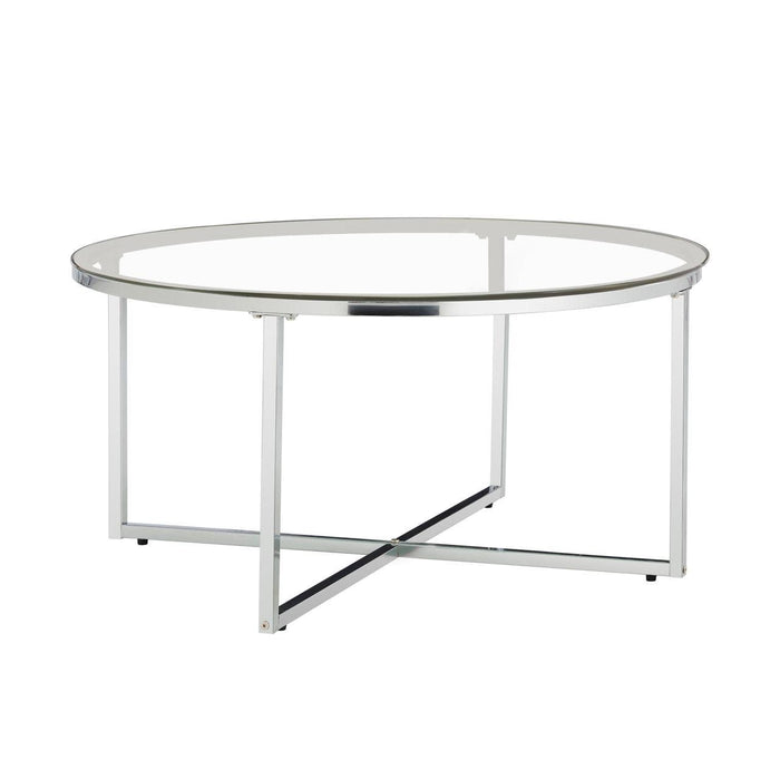 TABLE BASSE LORIE PIED CHROME TRANSPARENT 90CM - image 1