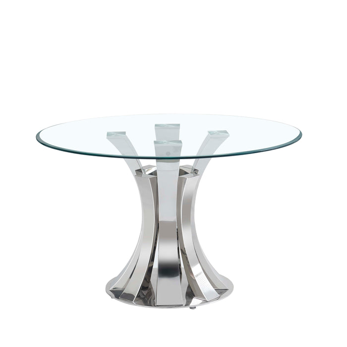 TABLE A MANGER RONDE JUDITH CHROME TRANSPARENT 120CM - image 1