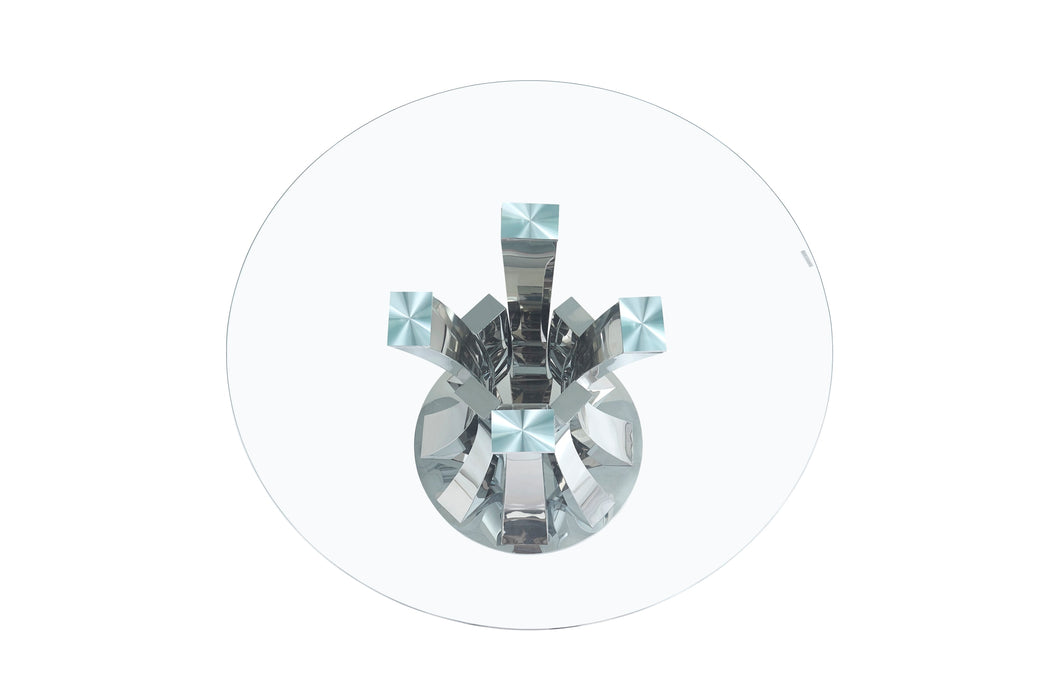 TABLE A MANGER RONDE JUDITH CHROME TRANSPARENT 120CM - image 2