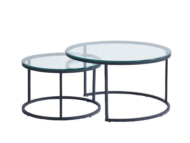 Lot de 2 tables Basses Gigogne ARTO métal noir et plateau en verre - image 1