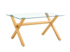 Table à manger IXE en bois XXL plateau transparent 180 cm
