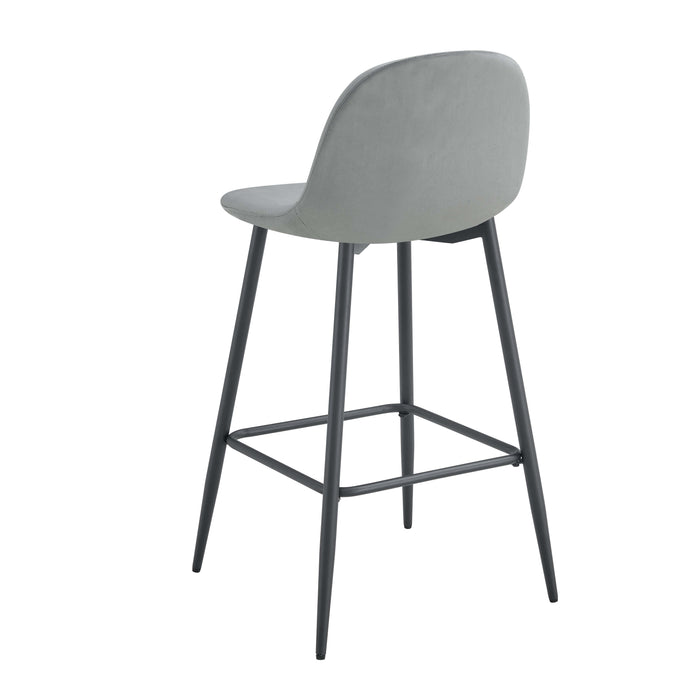 TABOURET DE BAR SCANDINAVE METAL NOIR VELOURS GRIS - image 4