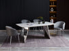 TABLE A MANGER GRAFFI PIED CHROME PLATEAU EN CERAMIQUE MARBRE BLANC180x90x75cm - image 5