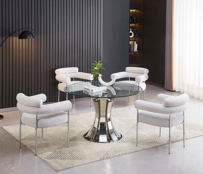 TABLE A MANGER RONDE JUDITH CHROME TRANSPARENT 120CM - image 4