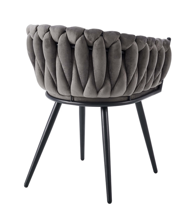 CHAISE AVEC ACCOUDOIR TRESSEE PIED METAL NOIR VELOURS ANTHRACITE - image 3