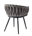 CHAISE AVEC ACCOUDOIR TRESSEE PIED METAL NOIR VELOURS ANTHRACITE - image 3