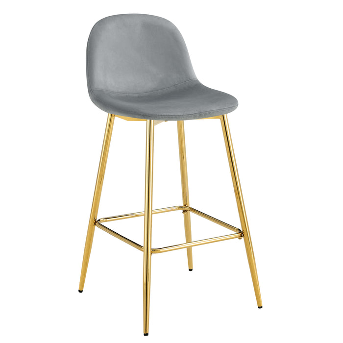 TABOURET DE BAR SCANDINAVE PIED GOLD VELOURS GRIS - image 1
