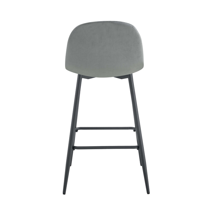 TABOURET DE BAR SCANDINAVE METAL NOIR VELOURS GRIS - image 3
