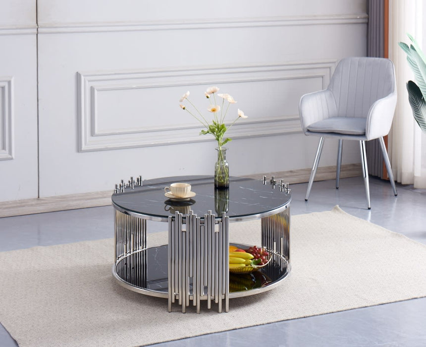 TABLE BASSE STICK CHROME MARBRE NOIR 90 x 45 CM - image 1