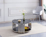 Table Basse ronde STICK Chrome et plateau en verre D90 H45 cm marbré noir