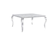 Table à manger Carré BAROQUE Chrome 140x140 cm marbré blanc