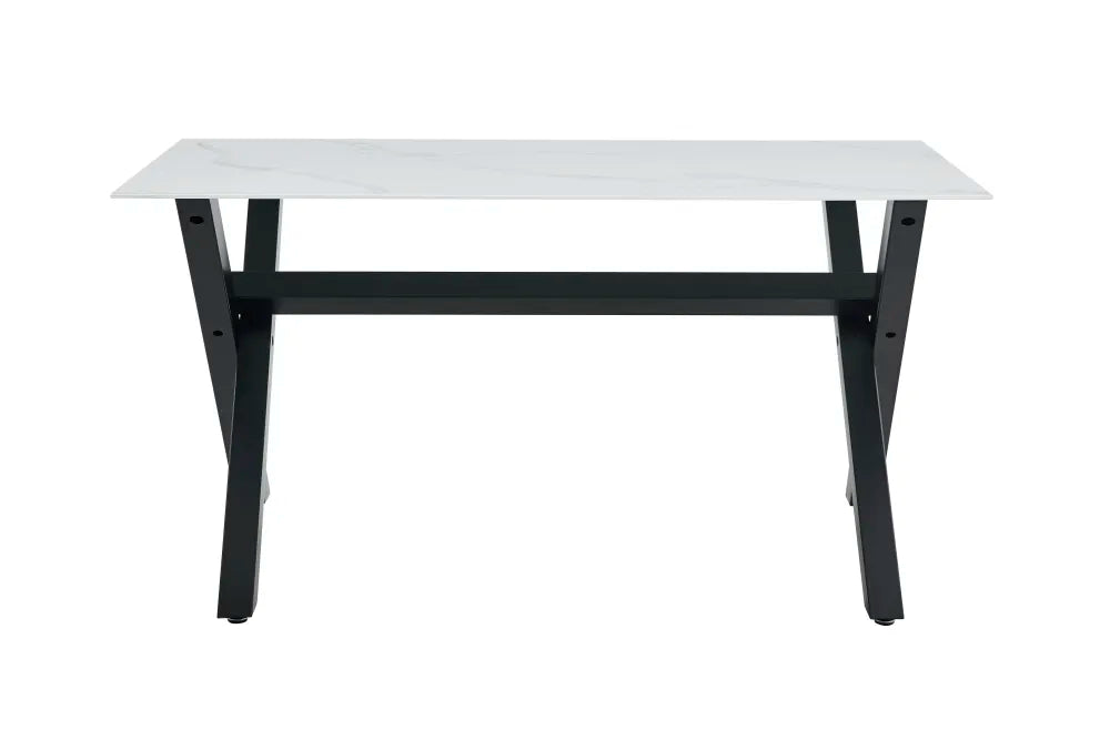 Table à manger IXE métal noir plateau en verre trempé - image 1