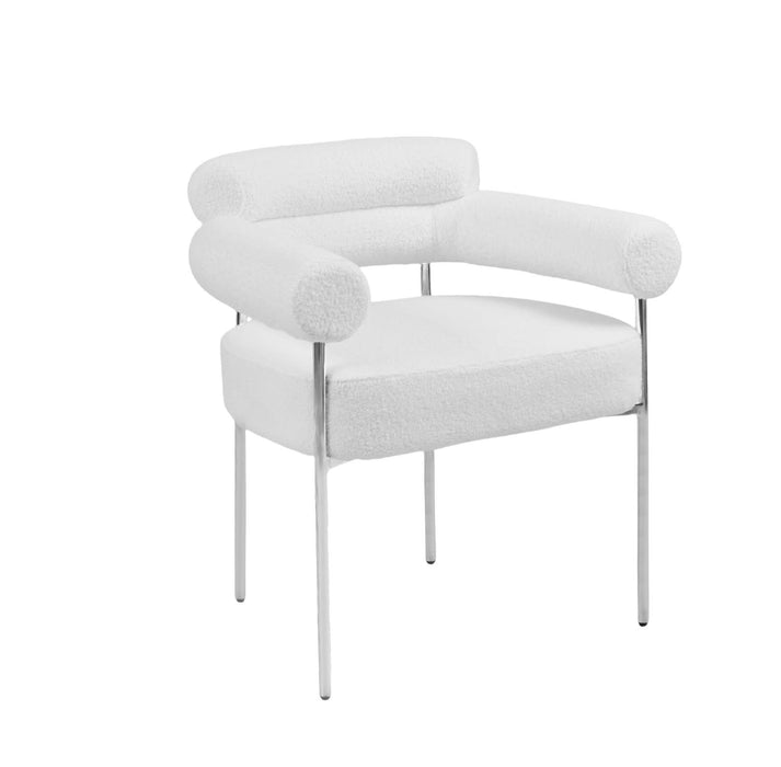 CHAISE AVEC ACCOUDOIR BULLE PIED CHROME DOUDOU BLANC - image 1