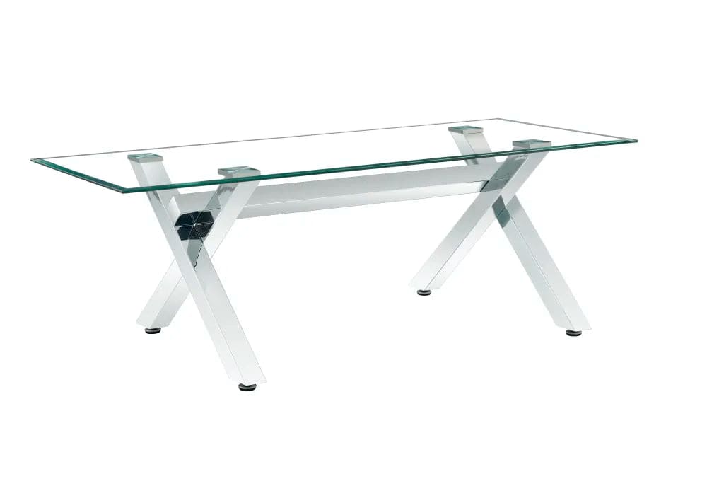 Table à manger IXE chrome plateau en verre trempé 150 cm - image 1