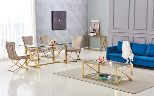 Table console KENSY gold en verre 120x40x78 cm