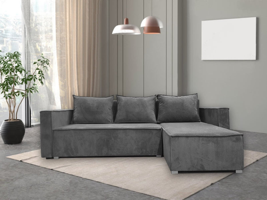 CANAPE PARIS PEARL CONVERTIBLE ANGLE REVERSIBLE COTELE GRIS 232x147x72cm - image 2