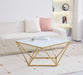 TABLE BASSE ALINA GOLD VERRE MARBRE BLANC 80x80x45cm - image 2