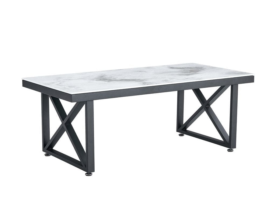 Table basse Deluxe LEVANTO structure métal noir plateau en verre 120x60 cm - image 2