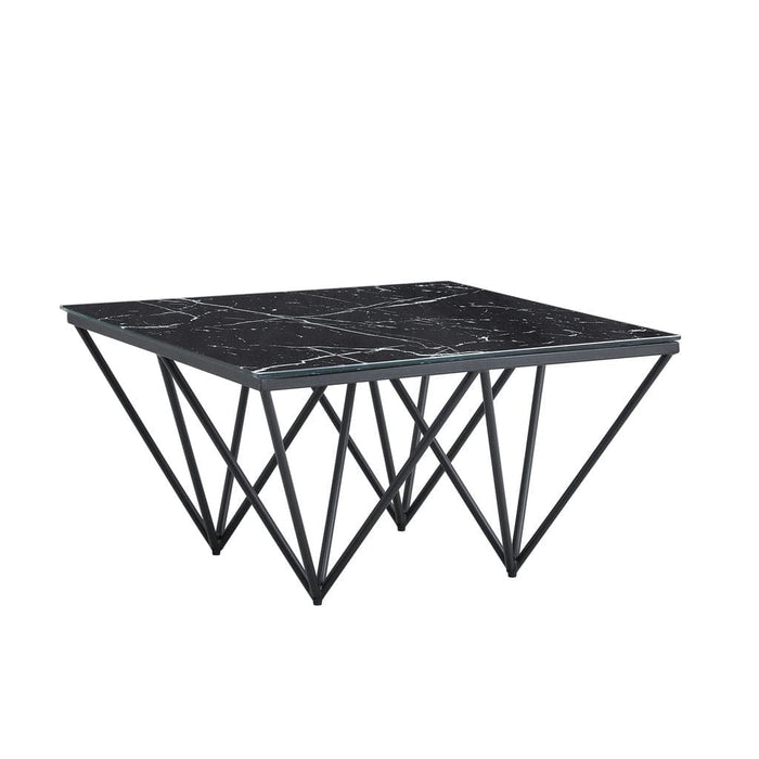 Table Basse carré GIZE pied métal noir et plateau en verre 80x80 cm - image 1