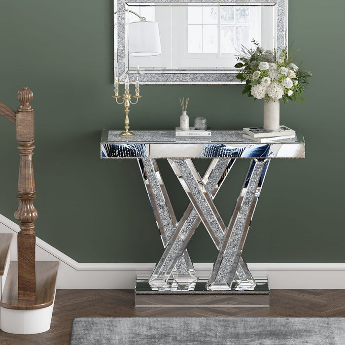 CONSOLE PLATEAU EN VERRE MIROIR  COLLECTION ECLAT