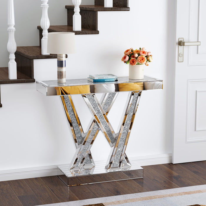 CONSOLE PLATEAU EN VERRE MIROIR  COLLECTION ECLAT