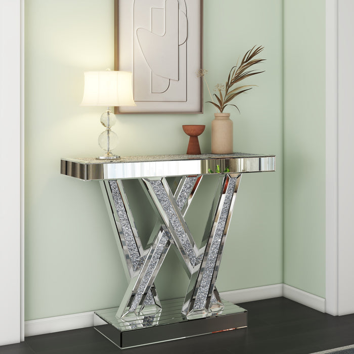 CONSOLE PLATEAU EN VERRE MIROIR  COLLECTION ECLAT