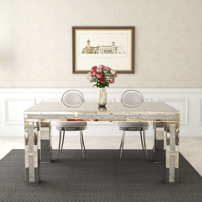 TABLE REPAS RECTANGULAIRE PLATEAU EN VERRE MIROIR COLLECTION ECLAT - image 1