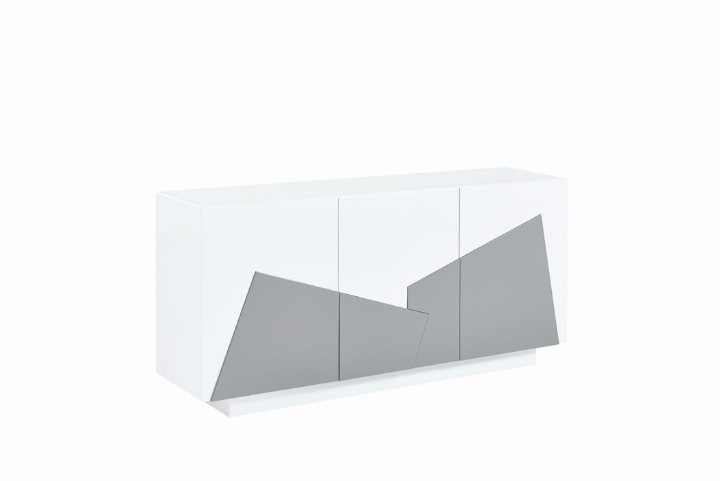 BUFFET LAQUÉ BLANC GRIS 160x40x75cm