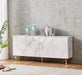 BUFFET BAROQUE LAQUE MARBRE BLANC 4 PORTES 180X40X80 CM PIEDS G