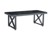 Table basse Deluxe LEVANTO structure métal noir plateau en verre 120 cm marbré noir