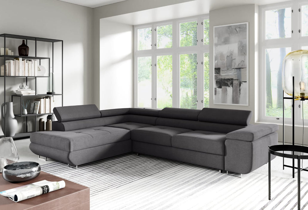 CANAPE TOULOUSE ANGLE CONVERTIBLE GAUCHE VELOURS BLEU SILVER 275x205cm - image 2