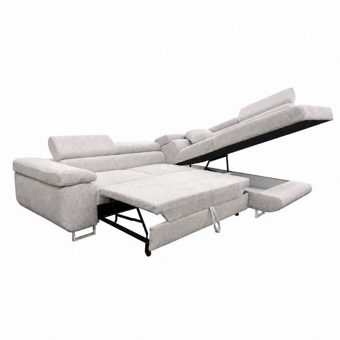 CANAPE TOULOUSE ANGLE DROIT CONVERTIBLE COTELE ECRU 275x205cm - image 2
