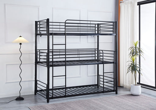 LIT SUPERPOSÉ TRIO EN METAL NOIR 1 PLACE 90x190 cm