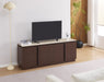 MEUBLE TV BAIETA MDF EFFET NOYER PLATEAU CERAMIQUE TRAVERTIN MAT 160CM - image 4