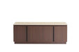 MEUBLE TV BAIETA MDF EFFET NOYER PLATEAU CERAMIQUE TRAVERTIN MAT 160CM - image 1